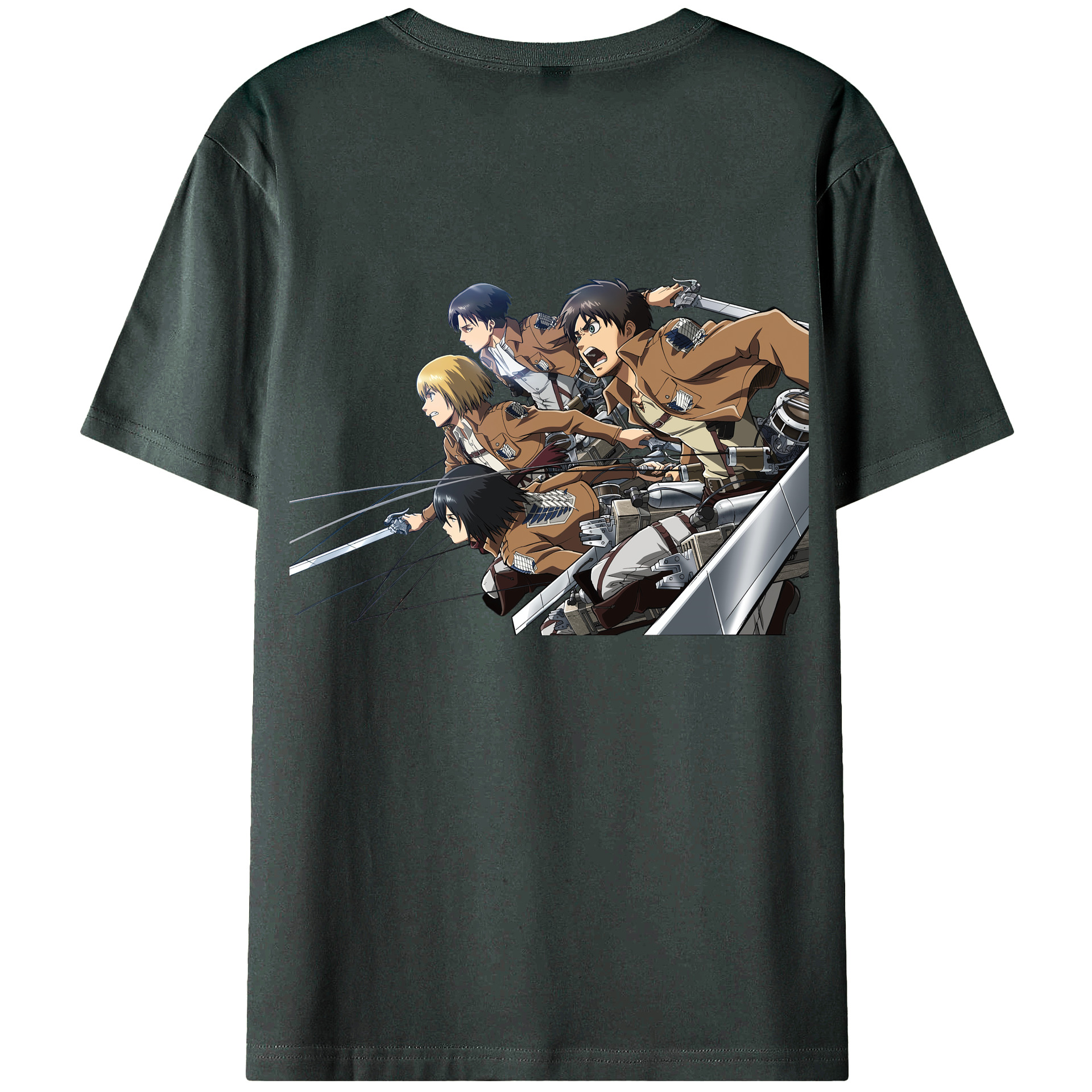 （画像用） 進撃の巨人 Attack on Titan 綿100％ メンズ半袖Tシャツ（バックプリント） 通気性